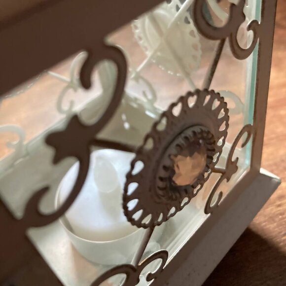 Pier 1 White Jeweled Mini Lantern, 8.5” H x 3.5” W - Picture 6 of 9